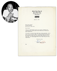 <b>University Archives, Nov. 19:</b><br>Lot 265 - Martin Luther King, Jr. TLS Re: "Stride Toward Freedom" Film Rights To Literary Agent Marie Rodell 