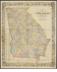 <b>Case Antiques, Jan. 31-Feb. 1:</b> 1855 Georgia Pocket Map, W. G. Bonner. $800 to $1,000.