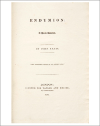 <b>Bonhams, Nov. 3-13:</b> <i>Endymion</i> in Original Boards. Keats, John. $8,000-