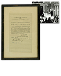 University Archives, Oct. 8: Wilson Declares War on Germany! 1917 Original Government Printed Joint Resolution Signed by the President, VP & House Speaker 