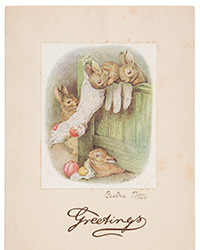 <b>Dominic Winter, Oct. 2:</b> Potter (Beatrix). Signed and Inscribed ICAA Christmas Card, 1938. £1,500-£2,000.