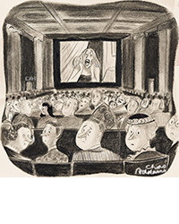 <b>Swann, Dec. 4:</b> Charles Samuel Addams (1912-1988). Study for "Movie Scream," 1947. $2,000 to $3,000.