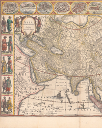 <b>Old World Auctions (Nov 12):</b><br>Lot 590. Willem Blaeu's Magnificent Carte-a-Figures Map of Asia (1634) Est. $2,750 - $3,500