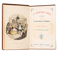 <b>Swann, Oct. 23:</b> Lot 300: Charles Dickens, <i>A Christmas Carol,</i> first edition, scarce second issue, 1843.