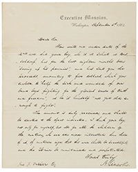 <b>Sotheby’s, Jan. 27:</b> President Lincoln thanks a schoolboy on behalf of "all the children of the nation for his efforts to ensure "that this war shall be successful, and the Union be maintained and perpetuated." $200,000 to $300,000.
