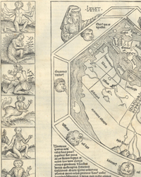 <b>Old World Auctions (Feb 11):</b><br>Lot 36. Schedel's Ancient World Map with Humanoid Creatures (1493) Est. $14,000 - $17,000