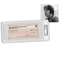 <b>University Archives, Nov. 19:</b><br>Lot 324 - John Lennon Signed Apple Records Check, PSA GEM MT 10! Possibly Finest Known 