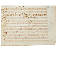 <b>Sotheby’s, Dec. 11:</b> Wolfgang Amadeus Mozart. Autograph sketchleaf including a probable draft for the E flat Piano Quartet, K.493, 1786. £150,000 to £200,000.