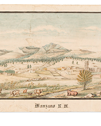 <b>Swann, Nov. 20:</b> Lot 311<br>Hermann Stieffel, Early watercolor view of the ruins of a Spanish mission in the Manzano Grant. Manzano, NM, circa 1860-67.