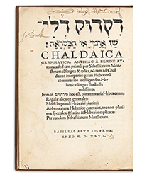 <b>Swann, Oct. 23:</b> Lot 146: John Dee's copy of the <i>Chaldaica Grammatica</i> by Sebastian Munster, first edition, 1527.