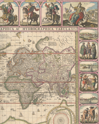 Old World Auctions (Sept 10):Lot 10. Visscher's Rare Carte-a-Figures World Map (1652) Est. $14,000 - $17,000