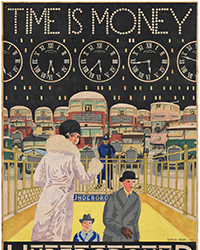 <b>Swann, Nov. 25:</b> Arthur Vivian Farrar. Time is Money / Underground. Gouache maquette. 1930. $1,000 to $1,500.