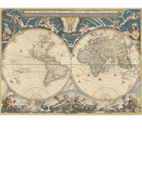 <b>Old World Auctions (Nov 12):</b><br>Lot 10. Rare Map from Atlas Maior with Representations of the Seasons in Contemporary Color (1662) Est. $14,000 - $17,000