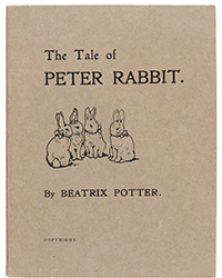 <b>Dominic Winter, Oct. 2:</b> Potter (Beatrix). <i>The Tale of Peter Rabbit,</i> 1st privately printed edition, 1901. £40,000-£60,000.