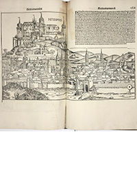 <b>Kestenbaum, Mar. 5:</b> (INCUNABLE). SCHEDEL, HARTMANN. <i>Liber Chronicarum. Nuremberg,</i> Anton Koberger, 1493. $40,000 to $60,000.