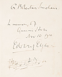 <b>Dominic Winter, Jan. 28:</b> Lot 280. Elgar (Edward). <i>Concerto for Violin and Orchestra,</i> [1910], signed presentation copy. £500-800