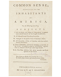 <b>Bonhams, Oct. 13-23:</b> The First Expanded Edition of Common Sense, Thomas Paine. $30,000-$50,000