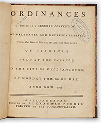 <b>Sotheby’s, Jan. 27:</b> Virginia House of Delegates. The genesis of the Declaration of Independence and the Bill of Rights. $350,000 to $500,000.