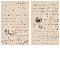 <b>Dominic Winter, Oct. 2:</b> Potter (Beatrix). Autograph Illustrated Letter Signed, 26 October 1936. £2,000-£3,000.