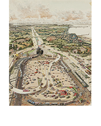 <b>Sotheby’s, July 17:</b> Fred Freeman. Illustration of the Channel Tunnel’s British Portal (Presumably at Folkestone), ca. 1958. $5,000 to $7,000.