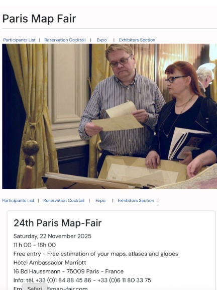 The 24th Paris Antique Map, Atlas & Globe Fair: November 22nd