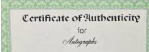 Many people think Certificates of Authenticity and third party authentications are worthless. Others hold the opposite view.
