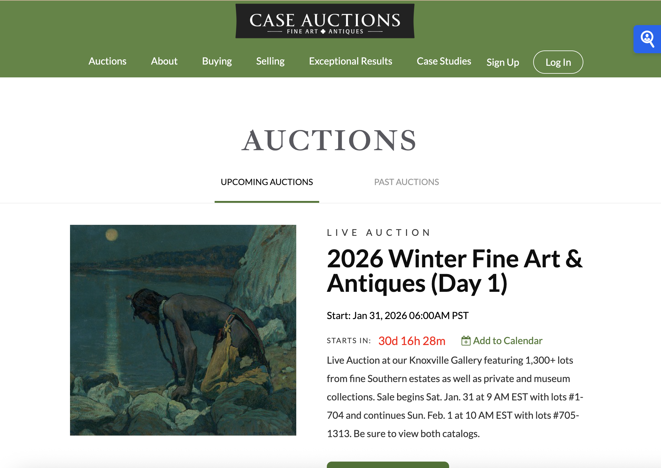 Case Auctions: 1,300 lots over 2 days