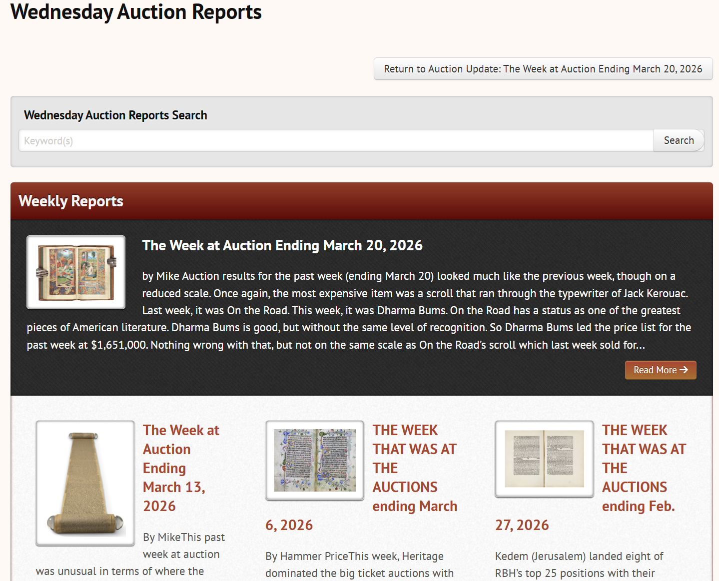 Check Out the New Wednesday Auction Reports