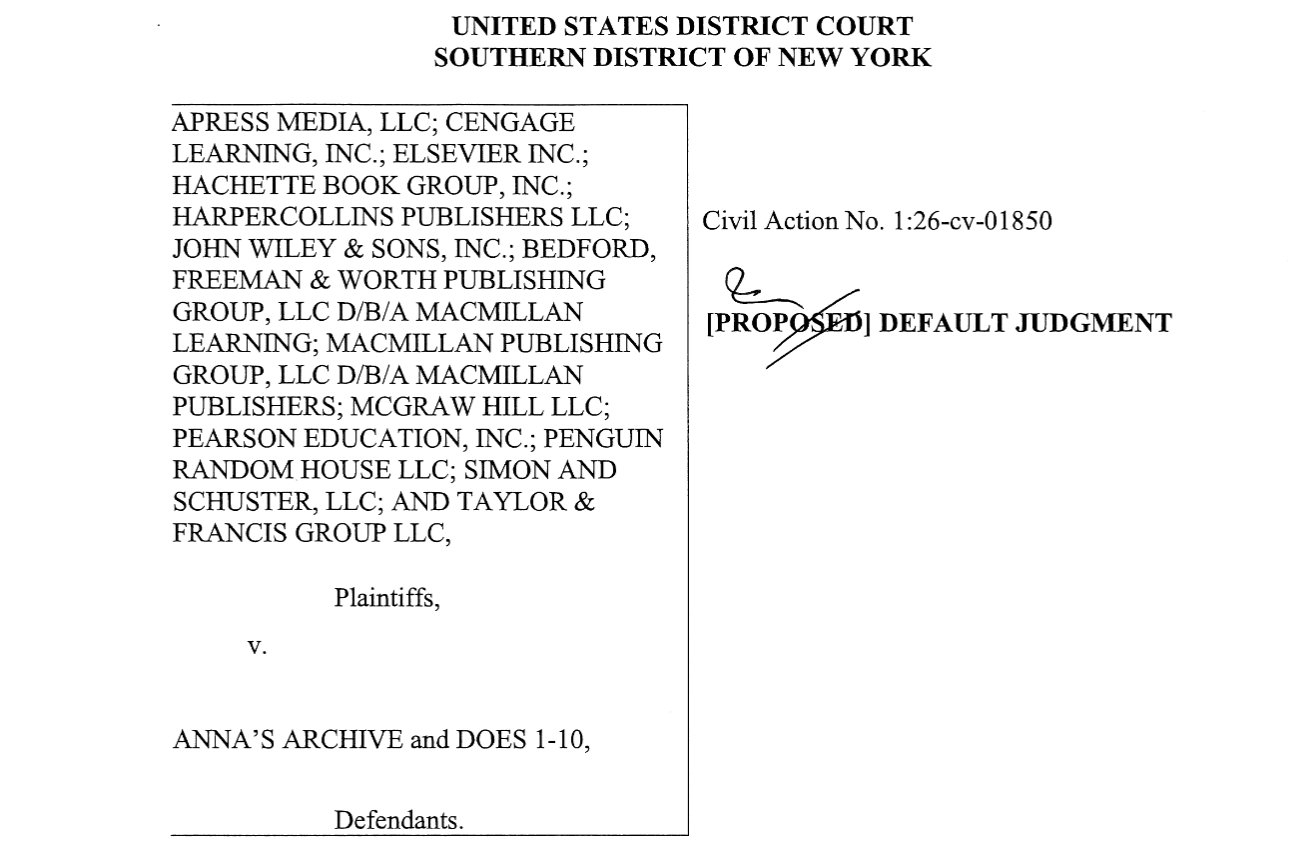 The publishers won in court, but good luck enforcing that verdict.