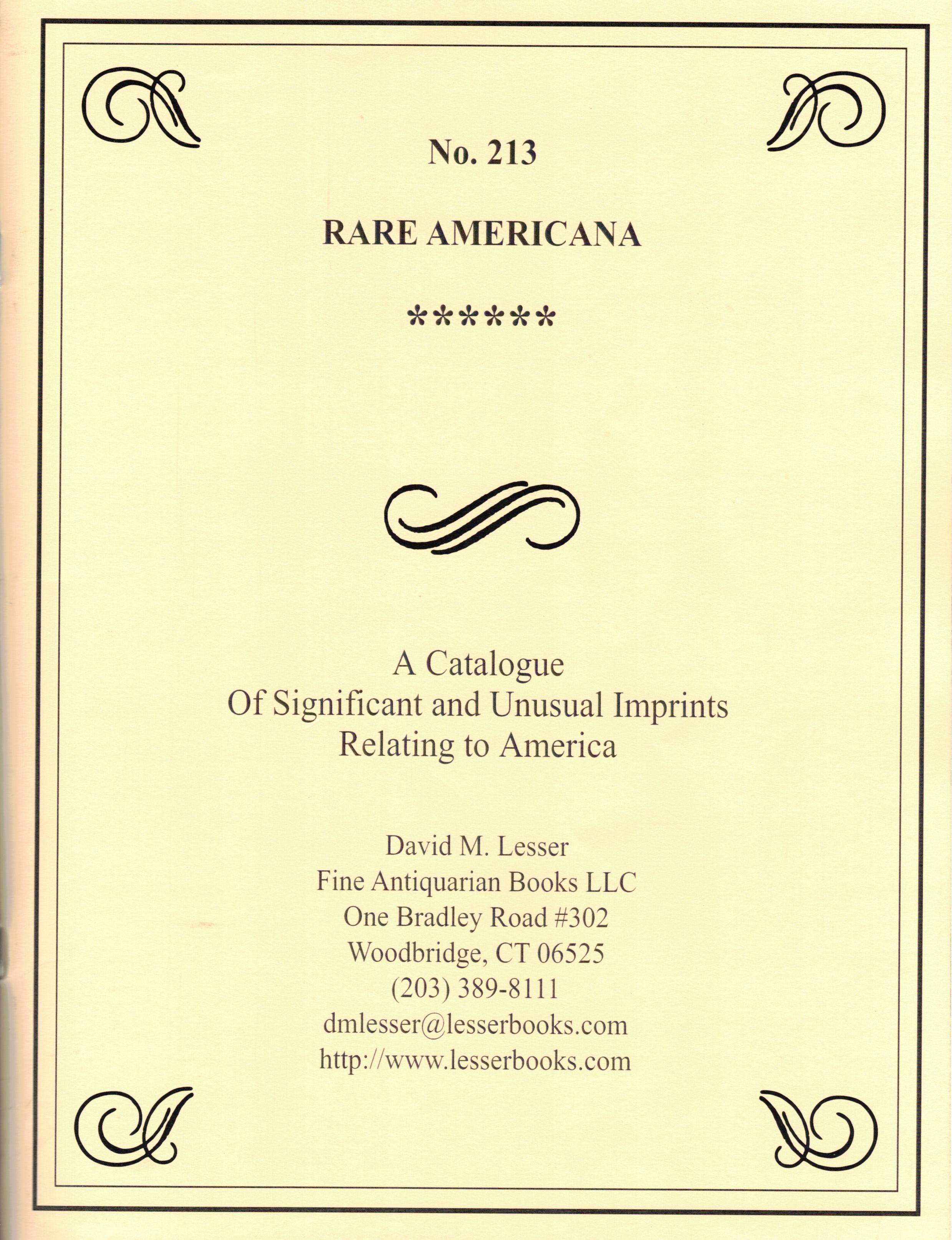 New Catalogue of Rare Americana from David M. Lesser Fine Antiquarian Books