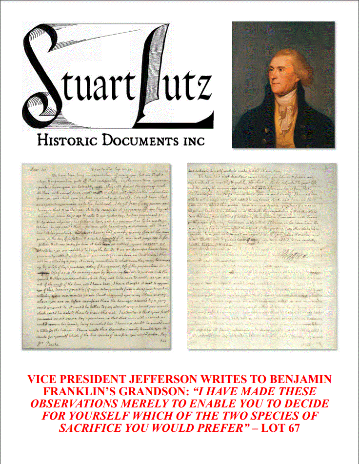 Outstanding Manuscripts and Autographs from Stuart Lutz Historic Documents