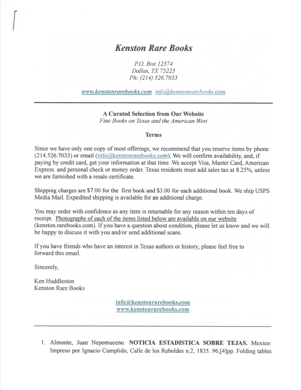 Texas and the American West from Kenston Rare Books