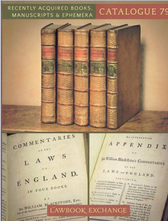 Recently Acquired Material at The Lawbook Exchange