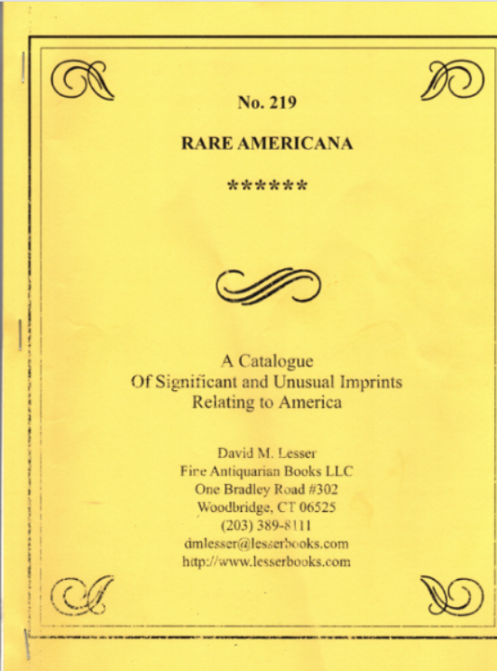 David M. Lesser Fine Antiquarian Books Offers a New Catalogue of Rare Americana